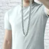 Collier chaîne hip hop pour hommes et femmes, bordure glacée cubaine plaquée or blanc, collier avec strass transparents, 18-30 pouces