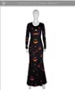 Women Pumpkin Printed Long Dresses Black Halloween Cosplay Party Women Casual Dresses