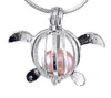 Popularny styl zwierząt Plated Silver Sea Turtle Locket Cage Wisiorek Montaż DIY Oyster Jewellery Charms P46