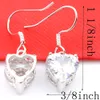 Luckyshine 12 paia gioielli per matrimoni orecchini pendenti in argento 925 con taglio a cuore gemme di topazio bianco per orecchini pendenti con gancio da donna