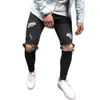 Huis Mens Potlood Broek Skinny Jeans Biker Hip Hop Vernietigd Gerafelde Slanke Fit Denim Ripped Hole Punk-broek