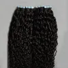 # 2 Capelli ricci crespi mongoli castano scuro 200G Estensioni dei capelli con nastro ricci Nastro da 80 pezzi nei capelli ricci