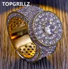 Topgrillz Gold Color ALL OUT OUT OUT CAPY Micro Pave Cubic Zircon кольцо 7 8 9 10 11 Пять размеров кольца хип-хоп ювелирные изделия для мужчин