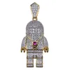 Hip Hop Sokağı Moda Altın Gümüş Renk Kaplama Kolye Mikro Pave Zirkon Buzlu Astronot Kolye Kolye Men8881859