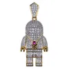 Hip Hop Street Fashion Gold Silver Färgpläterad Spaceman Halsband Micro Pave Zircon Iced Out Astronaut Pendant Halsband för män