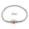 Promotion Nouvelle Haute Qualité 100% Platine Plaqué Serpent Chaîne 100% 24k Plaqué Or Coeur Forme Fermoir Bracelet Fit Mode Pandora Bracelet