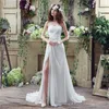 Einfache elegante Kleider Rüschen Schatz eine Linie Chiffon Seite Split Long Hochzeitsfeier Braut Kleider für Frauen Plus Größe Brautkleider