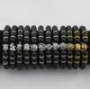 Mens Bracelets 고급 보석 여성 Matt Stone Bead 팔찌 코끼리 표범 헤드 사자 머리 올빼미 거북이 매력 팔찌