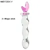 Zerosky Cristal Verre Gode Pénis Perles De Verre Vaginal Plug Anal Stimulation Buttplug Gode Vibrateur Sex Toys pour Femme Sex Shop Y12892424