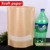 17x24cm Stand Kraft Paper Window Frosted Showcase Packaging Food Bags Heat Sealing Zip Lock Reusable Baking Candy Snacks Tea Package Pouch