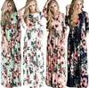 Women Floral Print 3/4 Ärm Boho Dress Evening Gown Party Lång Maxi Klänning Sommar Sundress Casual Klänningar 5 stilar ooa3240