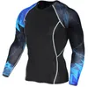 Hommes Fitness 3D imprime manches longues t-shirt hommes musculation peau serrée Compression thermique chemises MMA Crossfit entraînement haut Gear