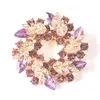 Broches de cristal para las mujeres Rhinestone Flower Wreath Pins Luxury Body Party Bouquet Broche de alta calidad Regalo de Navidad