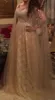 Champagne pärlstav kristall dubai kväll klänningar 2019 saudiarabiska rhinestones tulle prom klänning med cape plus storlek spets formella festklänningar