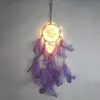 Dream Catcher Feather Hand Made Dreamcatcher med String Light Home Bedside Wall Hängande dekoration Cartoon Tillbehör CCA10388-B 30PCS