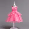 2018 Çocuk Pembe Çiçekler Akşam Prenses Elbiseler Çocuklar Parti Giysileri Bebek Kız Zarif Giyim Toddler Balo Elbise Elbise Için 110-160 cm