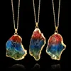 Famous colorful Natural Stone Necklaces Minimalistic Geometric Stone pendant Gold chains For women Ladies Fashion Jewelry Accessories