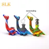 Oil bubbler silicone smoking pipes 5.25 inch 10 colors for choose dab rig water bongs small dinosaur tobacco pipe replace glass bow