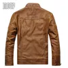 Black/Brown retro PU leather jacket men autumn fleece lining motorcycle jacket coat chaqueta moto hombre veste cuir homme LT083