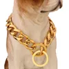 Top quality 19mm 12~34 inch Gold Silver Tone Double Curb Cuban Pet Link Stainless Steel Dog Chain Collar Wholesale Pet Necklaces