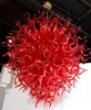 Nowoczesny czerwony kolor Ręcznie dmuchane żyrandole lampy LED światła źródłowe Lobby kawiarnia Shop Art Decor Wisiorek Światło Murano Szklany żyrandol Kryształ