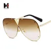 Shauna Oversize Women Rimless Solglasögon Brand Fashion Men Gold Reflective Pilot Shades UV400