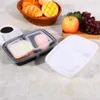 2 구획 전자 렌지 가열 도시락 상자 재사용 가능한 플라스틱 식품 보관 용기 뚜껑 포함 검정색 흰색 색상 150set / lot c631