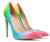 woman rainbow heels