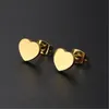 Everfast 10Pairs/Lot Black Gold Solid Love Heart Earrings Stainless Steel Earring Hiphop Love Ear Studs Jewelry Hiphop Women Men Earring Jewelry