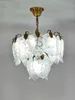 Modern Hängsmycke Ljus Romantiskt Glas Frostat Vit Leaf Shape Crystal Droplight E14 AC110-240V Vardagsrum Bedroom Hängande ljuskrona Lampa