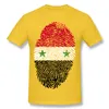 Populära Hombre 100% Bomull Syrien Flag Fingeravtryck Tee Hombre O-Neck Grå Short Sleeve Tee Shirt 4XL Summer Tee Shirt