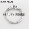 Dangle Pearl Ring Mount Cubic Zirconia 925 Sterling Silver Settings Base Like a Ribbon 5 Pieces