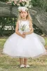 Semplice bianco Organza Flower Girl Abiti lunghezza della caviglia Carino Cheap Jewel Neck Bella ragazze pageant abiti con fiore vestido de noche