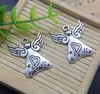 Partihandel 30st Angel Wing Heart Alloy Charms Hängsmycke Retro Smycken Göra DIY Keychain Ancient Silver Pendant för armband Örhängen 27 * 24mm