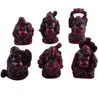 6 pequenas figuras de Buda Feng Shui resina jacarandá