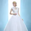 カスタムメイドのサイズのヴィンテージのウェディングドレス2018ハイネックプリンセスの結婚式のボールガウンブライダルドレスベステオドゥカサメント