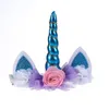 14 sztuk Zespoły Do Włosów Akcesoria Do Włosów Dla Dziewczyn Baby Z Unicorn Horn Tiaras Koronki Kot Kot's Ear Opaski Party Headwear HD103