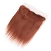 Dark Auburn Virgin Włosy Wyplata Wiązki z koronki Frontal Closure 13x4 Ucho do ucha Malezyjski # 33 Miedzi Czerwone Ludzkie Włosy Rozszerzenia