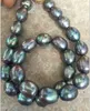 Ny fin stor 32 "18mm svart barock Keshi Reborn Pearl Necklace