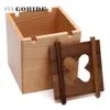 JUH A Modern Fashion Wooden Square Tissue Box Creative Seat Type Roll Paper Tissue Canister Eco-Friendly Wood Table Decoration