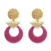 6 Colors Bohemian Acrylic Round Circle Pendant Earrings European Fashion Gold Ear Stud Drop Earrings for Women Party Jewelry