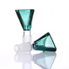 Acessórios de cachecols de vidros de vidro Triângulo Triângulo Verde Azul Jade 14mm/18 mm Para tubo de água ou Bong Bubbler