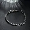 6M flattened side chain - male money silver plated bracelet SPB245; New arrival men and women 925 silver bracelet Link, Chain