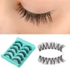 5 pary / zestaw oszałamiający makijaż Handmade niechlujny krzyż Naturalne fałszywe rzęsy Eye Lashes Extension Narzędzia Uroczy