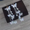 Hand made crystal beads, bride earrings, butterflies, long sage immortal earrings.