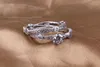 Kvinnor Mode Smycken 5a Zircon Stone CZ Engagement Bröllopsband Ring för kvinnor 925 Sterling Silver Ring Set