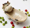 Cartoon ceramic animal soap dish Fruit candy dish bathroom accessories set kit wedding home decor handicraft porcelain figurine