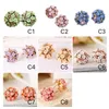 8 Colors Ceramics Flower Earring Fashion Female Rhinestone Flowers Ball Studs For Girls Fashion Women Jewelry Wholesale