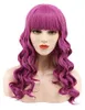 Lange Wave Purple Flat Bang Cosplay Pruik Halloween Kostuums Party Pruik