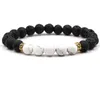 Bracciale con diffusore di olio essenziale in pietra lavica nera naturale alla moda, bracciale con 7 chakra, braccialetti con perline di roccia vulcanica